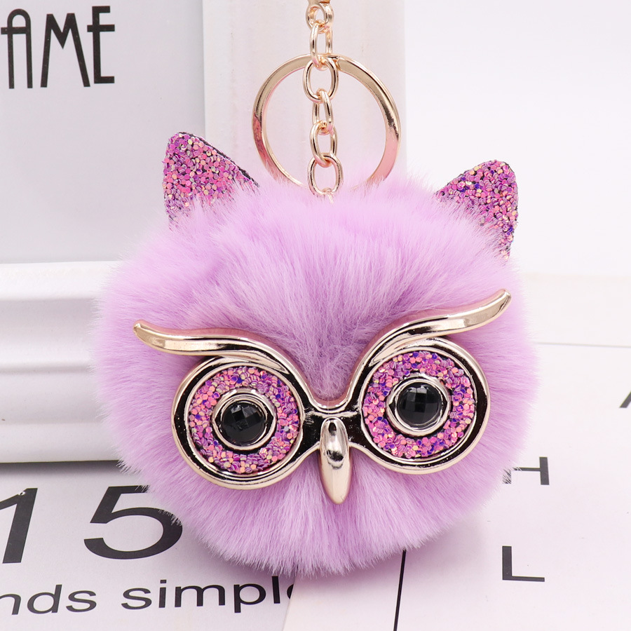 Gretel Owl Plush Key Ring Imitation Rabbit Hair Ball Bag Pendant Fur Car Pendant-3