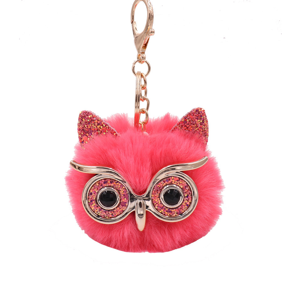 Gretel owl Plush key ring imitation rabbit hair ball bag pendant fur car pendant-4