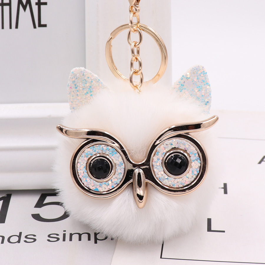 Gretel Owl Plush Key Ring Imitation Rabbit Hair Ball Bag Pendant Fur Car Pendant-5