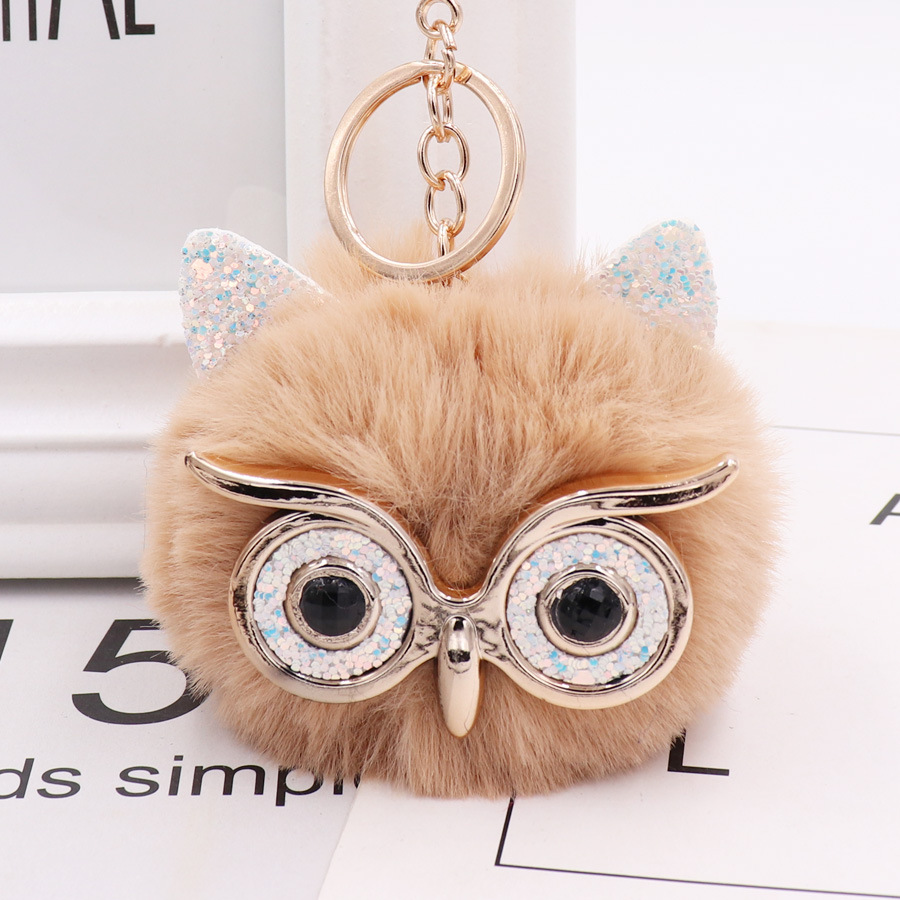 Gretel Owl Plush Key Ring Imitation Rabbit Hair Ball Bag Pendant Fur Car Pendant-8