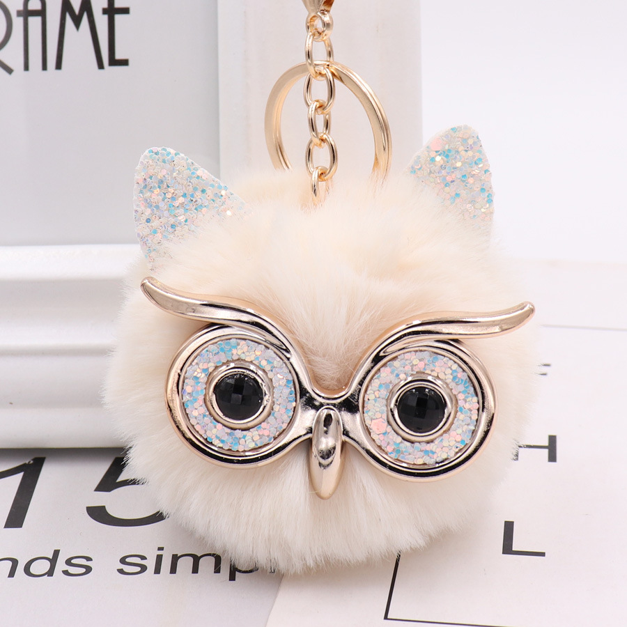 Gretel Owl Plush Key Ring Imitation Rabbit Hair Ball Bag Pendant Fur Car Pendant-9
