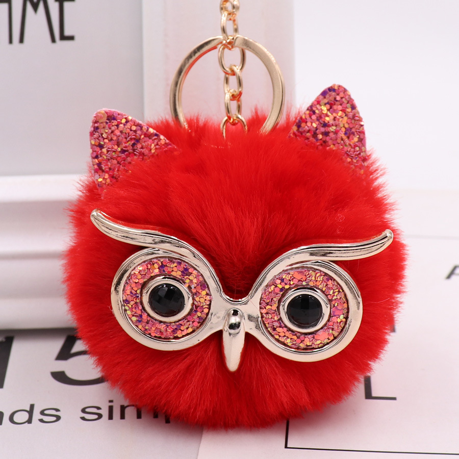 Gretel Owl Plush Key Ring Imitation Rabbit Hair Ball Bag Pendant Fur Car Pendant-10