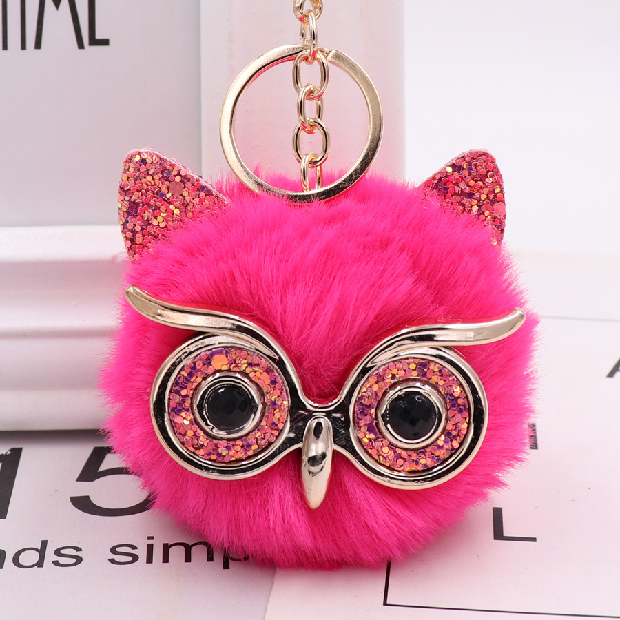 Gretel Owl Plush Key Ring Imitation Rabbit Hair Ball Bag Pendant Fur Car Pendant-13