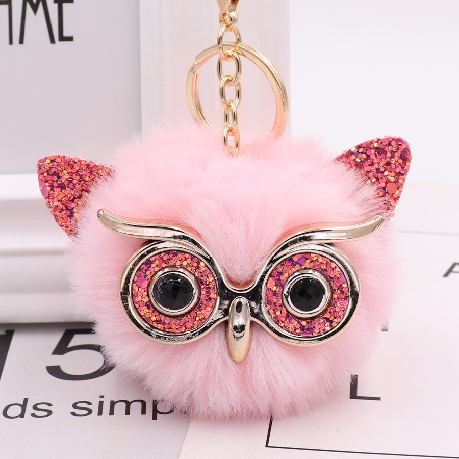 Gretel Owl Plush Key Ring Imitation Rabbit Hair Ball Bag Pendant Fur Car Pendant-14
