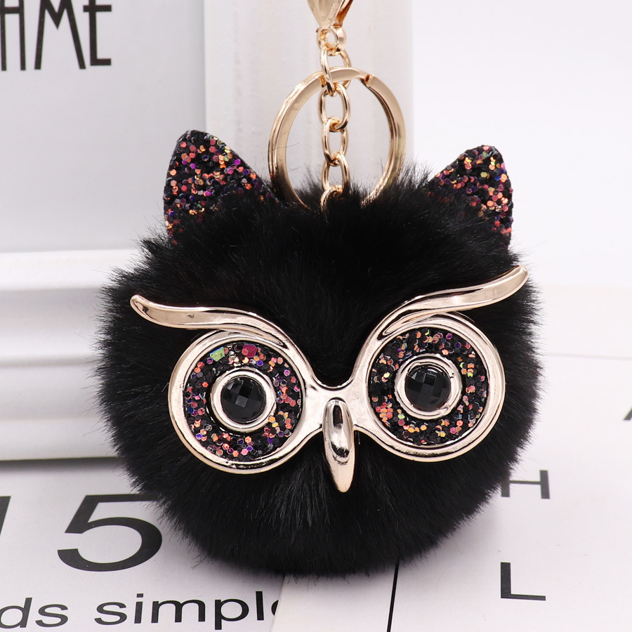 Gretel Owl Plush Key Ring Imitation Rabbit Hair Ball Bag Pendant Fur Car Pendant-15