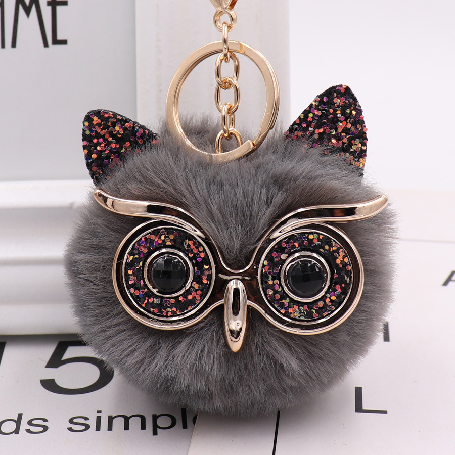 Gretel Owl Plush Key Ring Imitation Rabbit Hair Ball Bag Pendant Fur Car Pendant-17