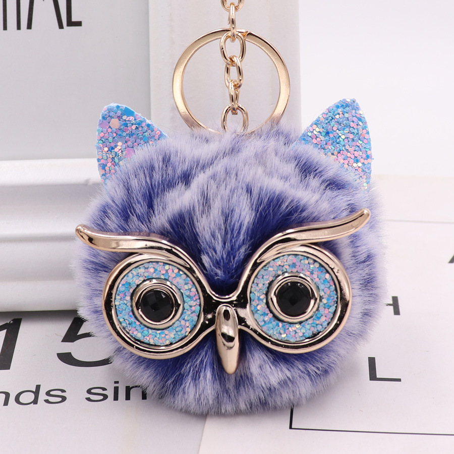Gretel Owl Plush Key Ring Imitation Rabbit Hair Ball Bag Pendant Fur Car Pendant-19
