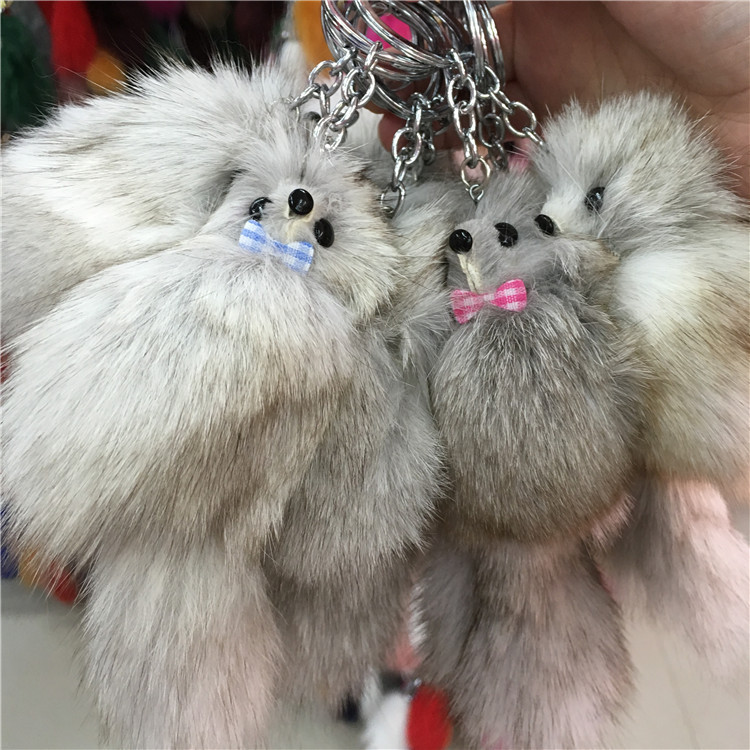 Cute Little Fox Pendant Lady Fur Bag Pendant Plush Doll Car Key Chain-3