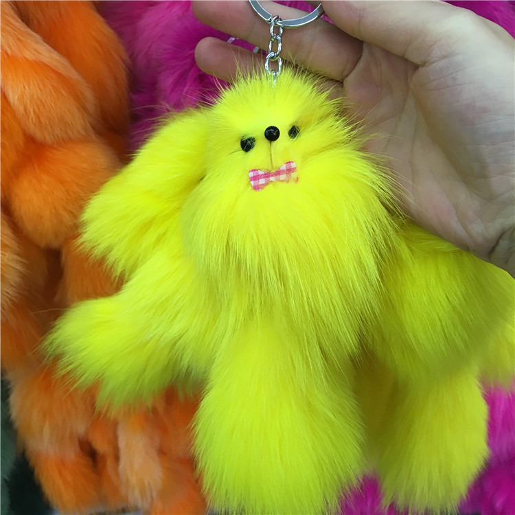 Cute Little Fox Pendant Lady Fur Bag Pendant Plush Doll Car Key Chain-4