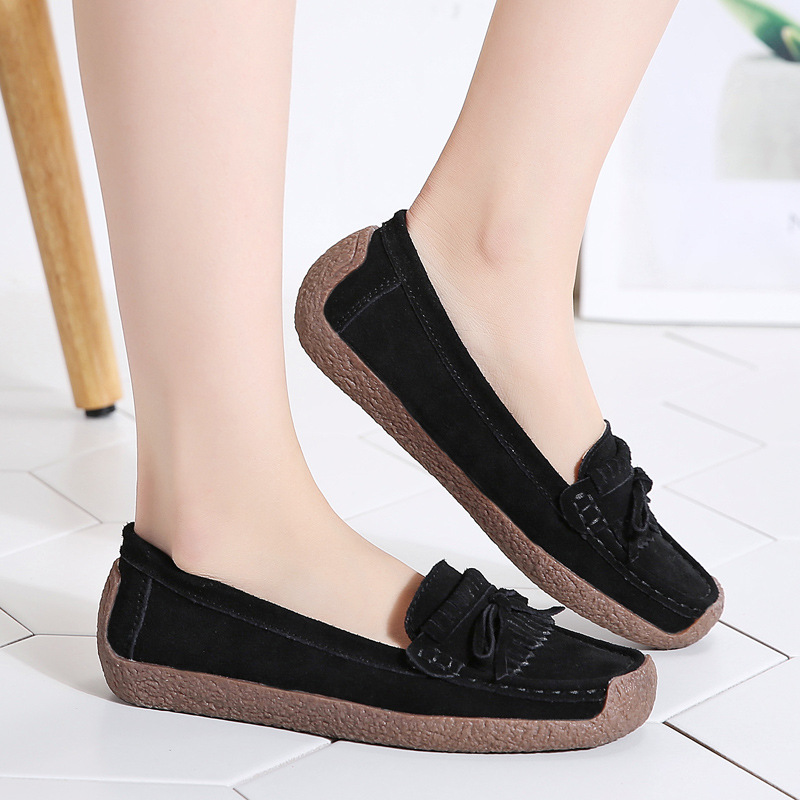 Soft Sole Lace Up Comportable Casual Flats-black