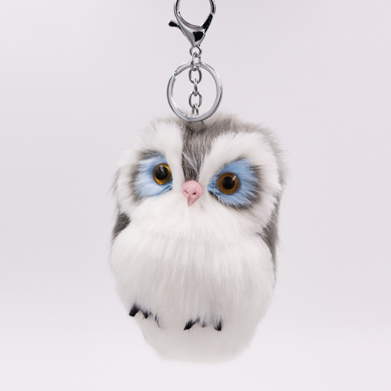 Imitation Rabbit Hair Owl Pendant Fur Bag Car Pendant Lovely Animal Plush Key Chain-1