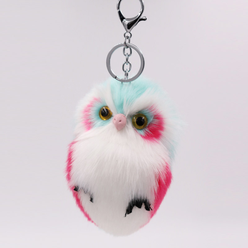 Imitation Rabbit Hair Owl Pendant Fur Bag Car Pendant Lovely Animal Plush Key Chain-2