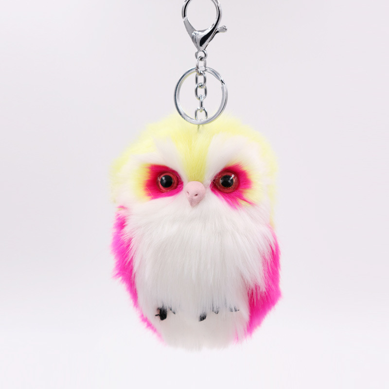 Imitation Rabbit Hair Owl Pendant Fur Bag Car Pendant Lovely Animal Plush Key Chain-7
