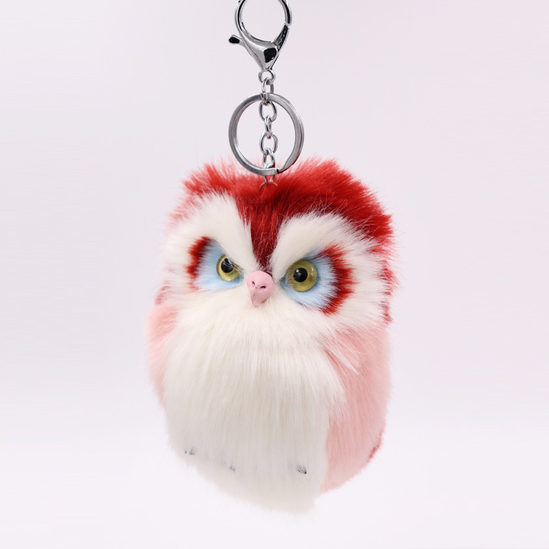 Imitation Rabbit Hair Owl Pendant Fur Bag Car Pendant Lovely Animal Plush Key Chain-8