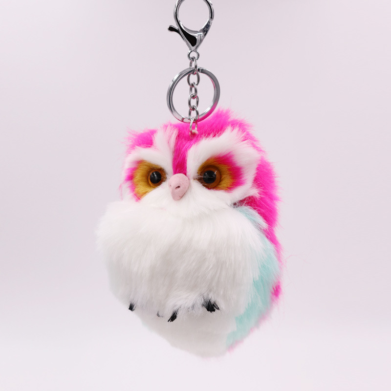 Imitation Rabbit Hair Owl Pendant Fur Bag Car Pendant Lovely Animal Plush Key Chain-9