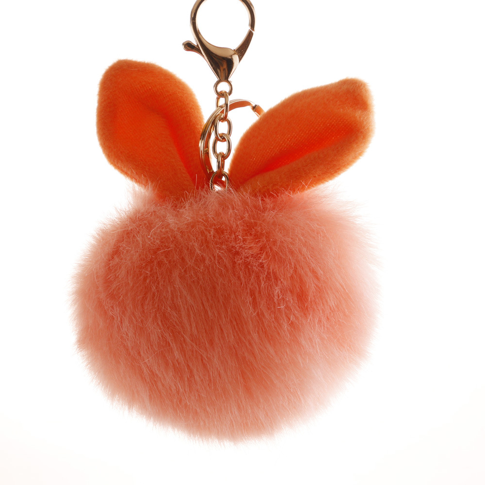 Lovely Rabbit Ear Hair Ball Key Chain 10cm Imitation Rabbit Hair Pendant-1