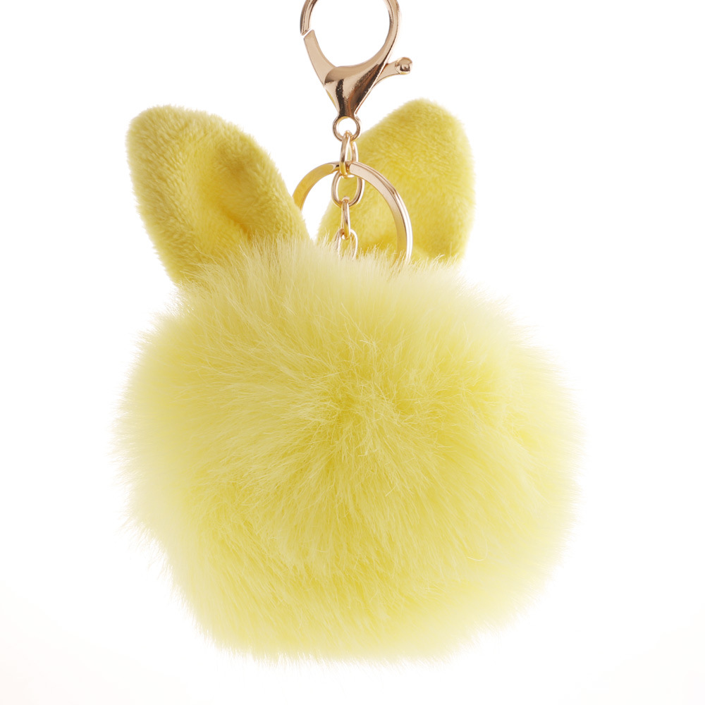 Lovely Rabbit Ear Hair Ball Key Chain 10cm Imitation Rabbit Hair Pendant-10