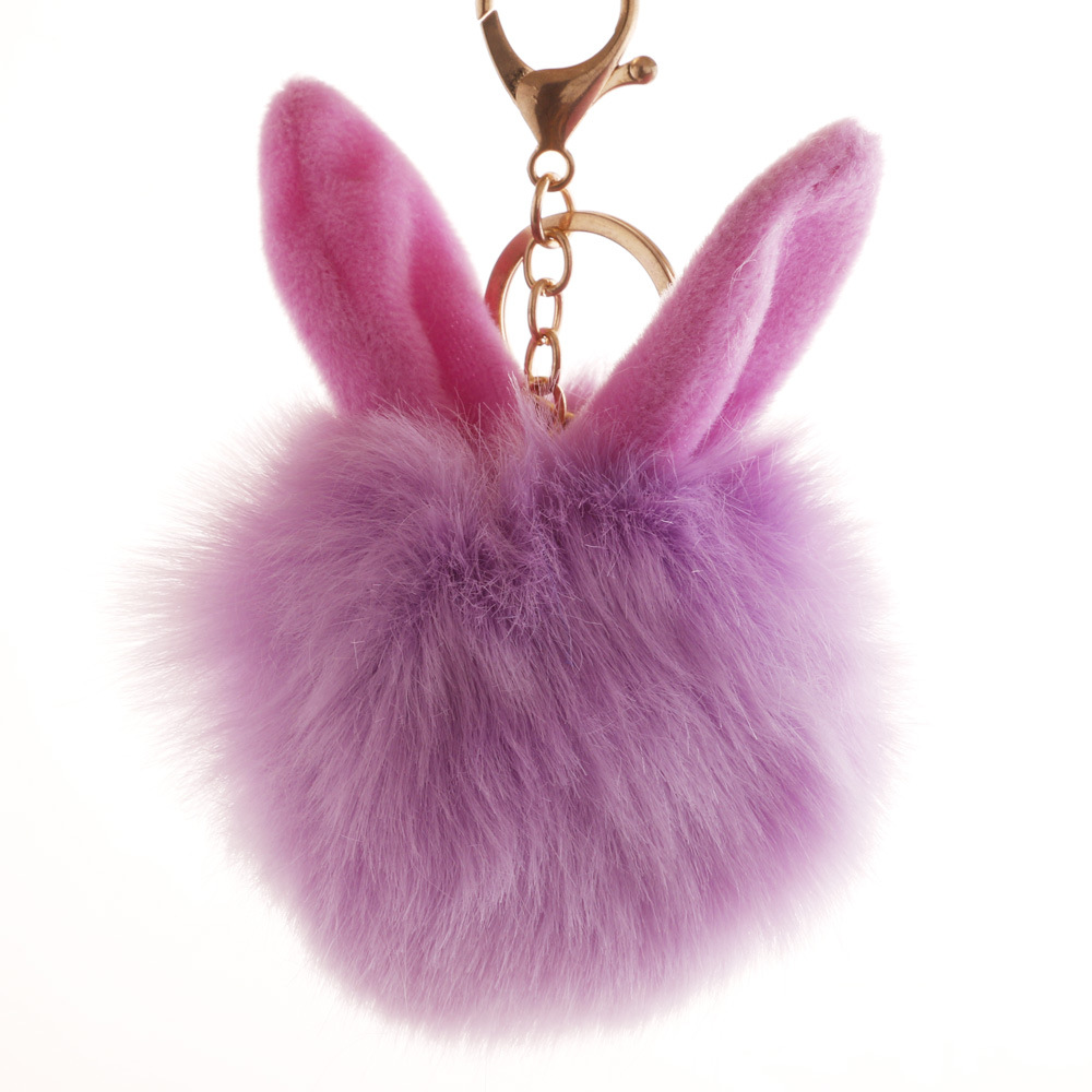 Lovely Rabbit Ear Hair Ball Key Chain 10cm Imitation Rabbit Hair Pendant-15