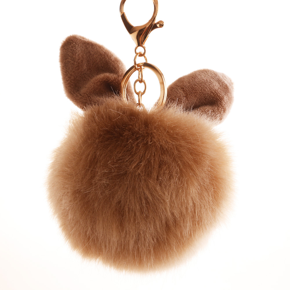 Lovely Rabbit Ear Hair Ball Key Chain 10cm Imitation Rabbit Hair Pendant-16