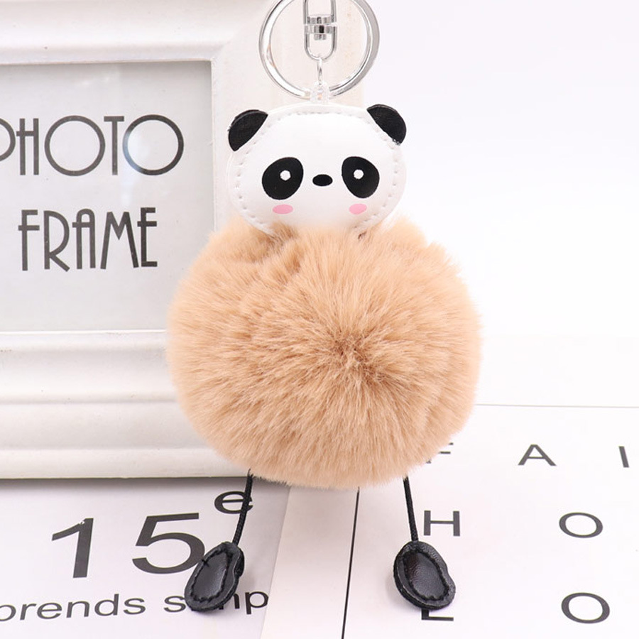 Lovely Panda Hairball Key Chain Pendant Women's Plush Bag Pendant Car Key Chain-4