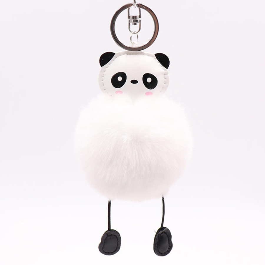 Lovely Panda Hairball Key Chain Pendant Women's Plush Bag Pendant Car Key Chain-5