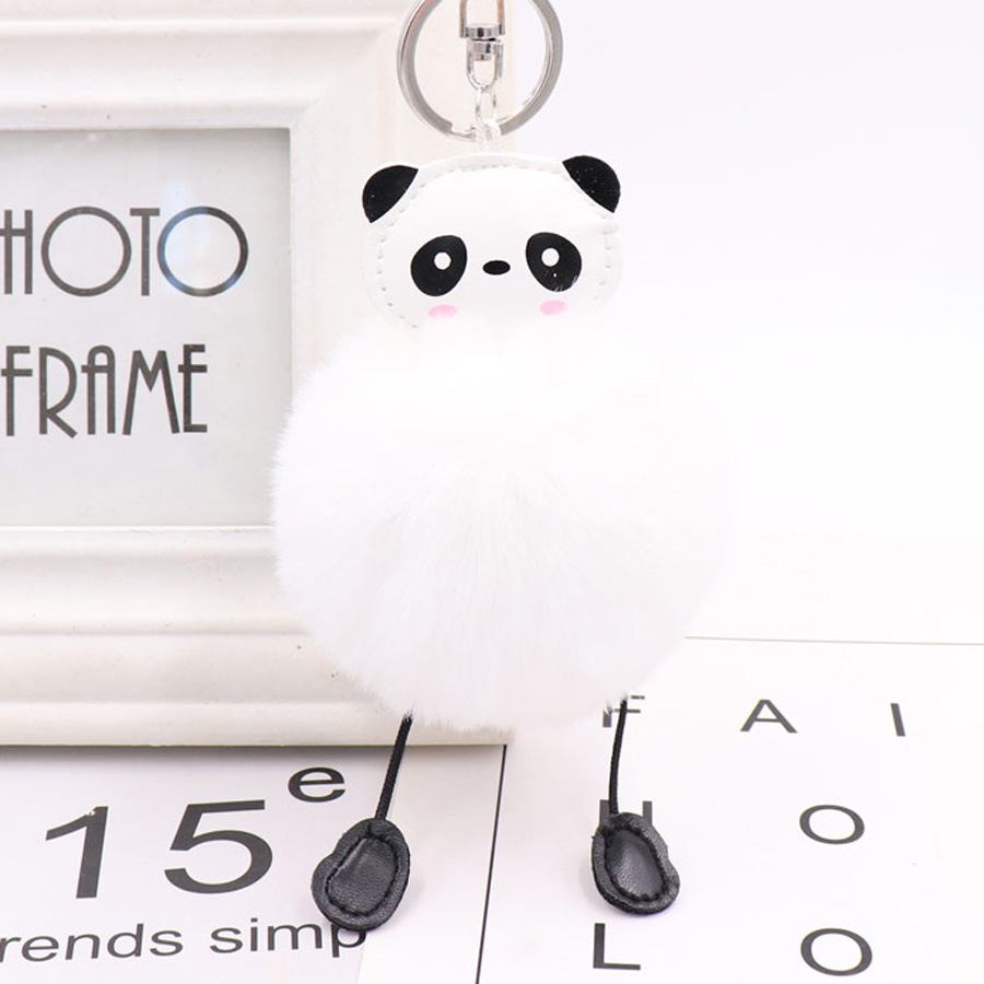Lovely Panda Hairball Key Chain Pendant Women's Plush Bag Pendant Car Key Chain-6