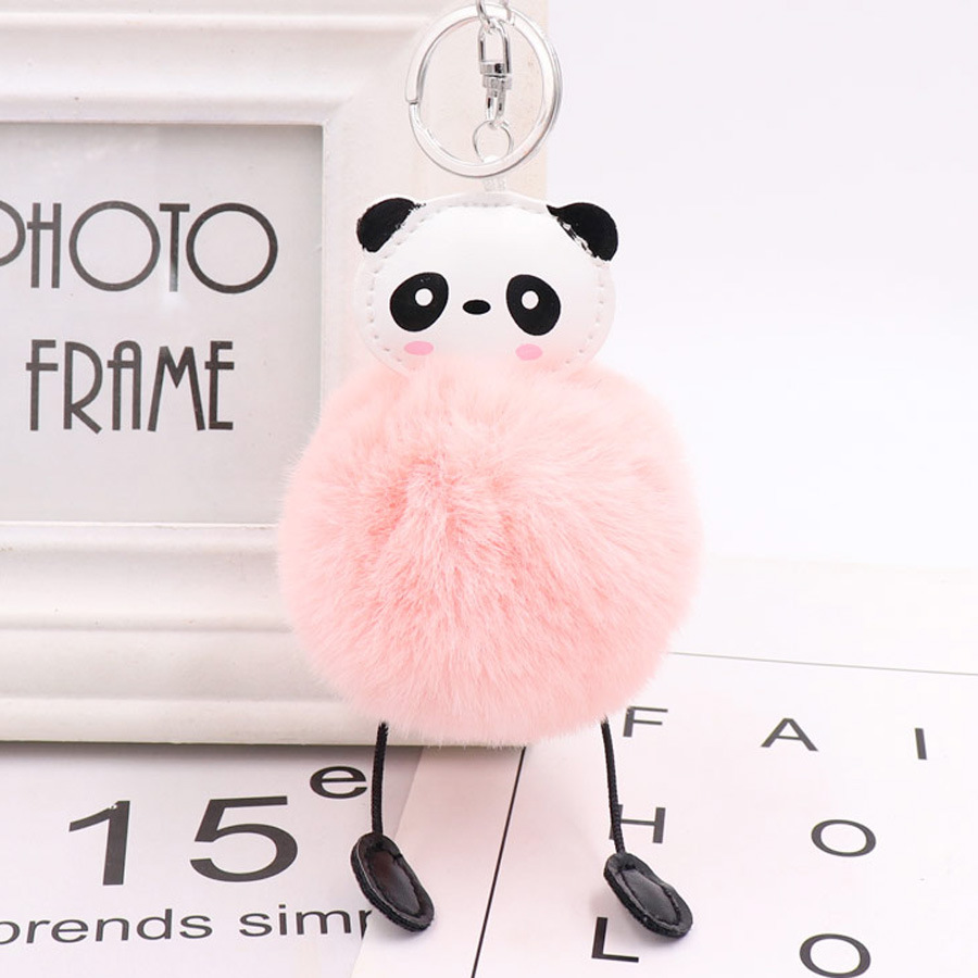 Lovely Panda Hairball Key Chain Pendant Women's Plush Bag Pendant Car Key Chain-8
