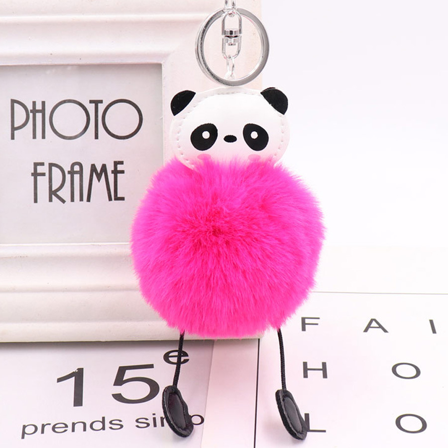 Lovely Panda Hairball Key Chain Pendant Women's Plush Bag Pendant Car Key Chain-10