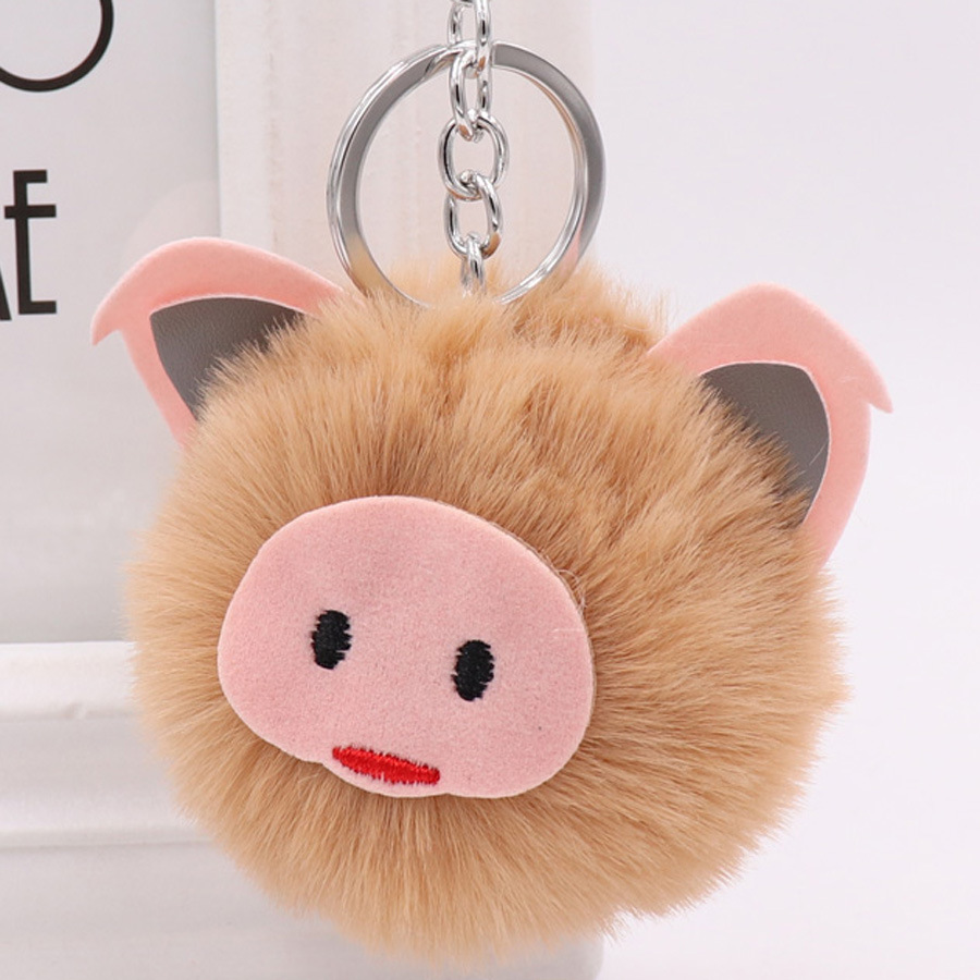 Cute Pig Plush Key Chain Bag Car Pendant Year Of The Pig Pig Hairball Key Chain Pendant-1