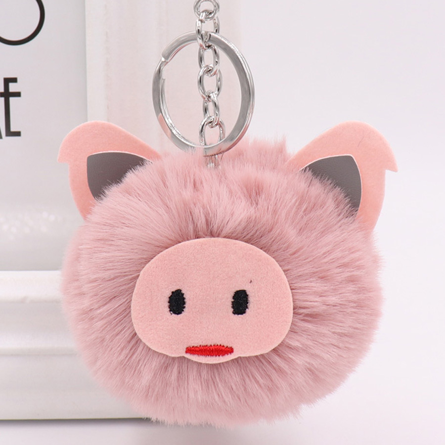 Cute Pig Plush Key Chain Bag Car Pendant Year Of The Pig Pig Hairball Key Chain Pendant-2