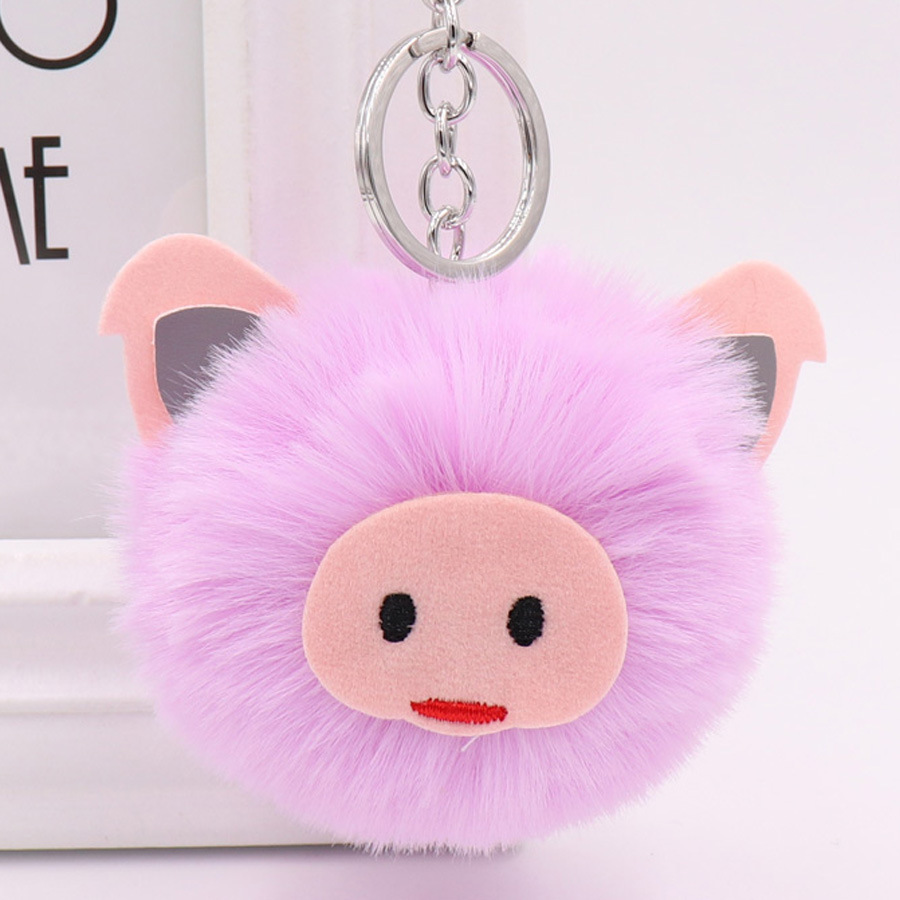 Cute Pig Plush Key Chain Bag Car Pendant Year Of The Pig Pig Hairball Key Chain Pendant-3