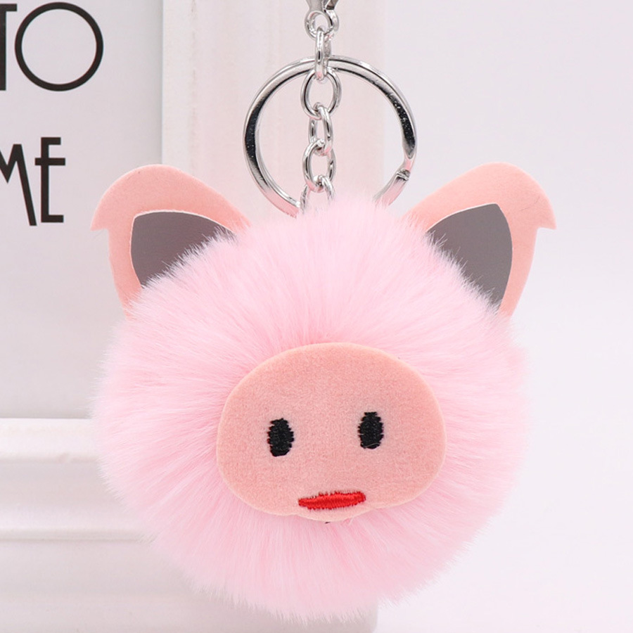 Cute pig Plush key chain bag car pendant year of the pig pig hairball Key Chain Pendant-4