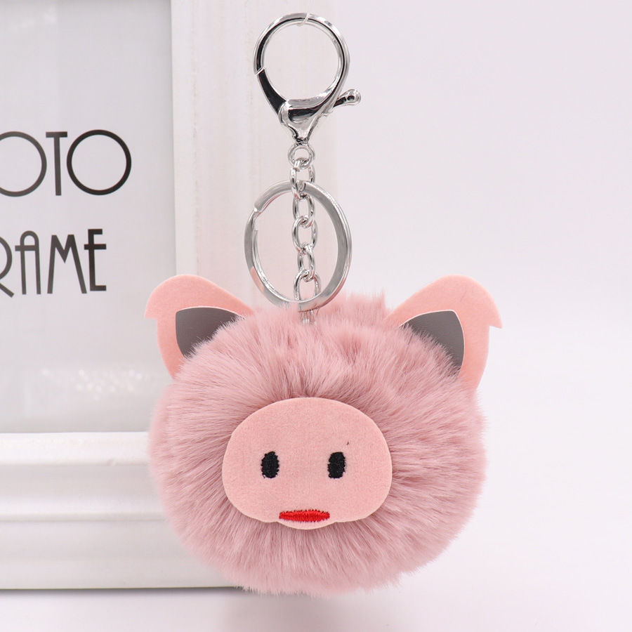 Cute Pig Plush Key Chain Bag Car Pendant Year Of The Pig Pig Hairball Key Chain Pendant-5