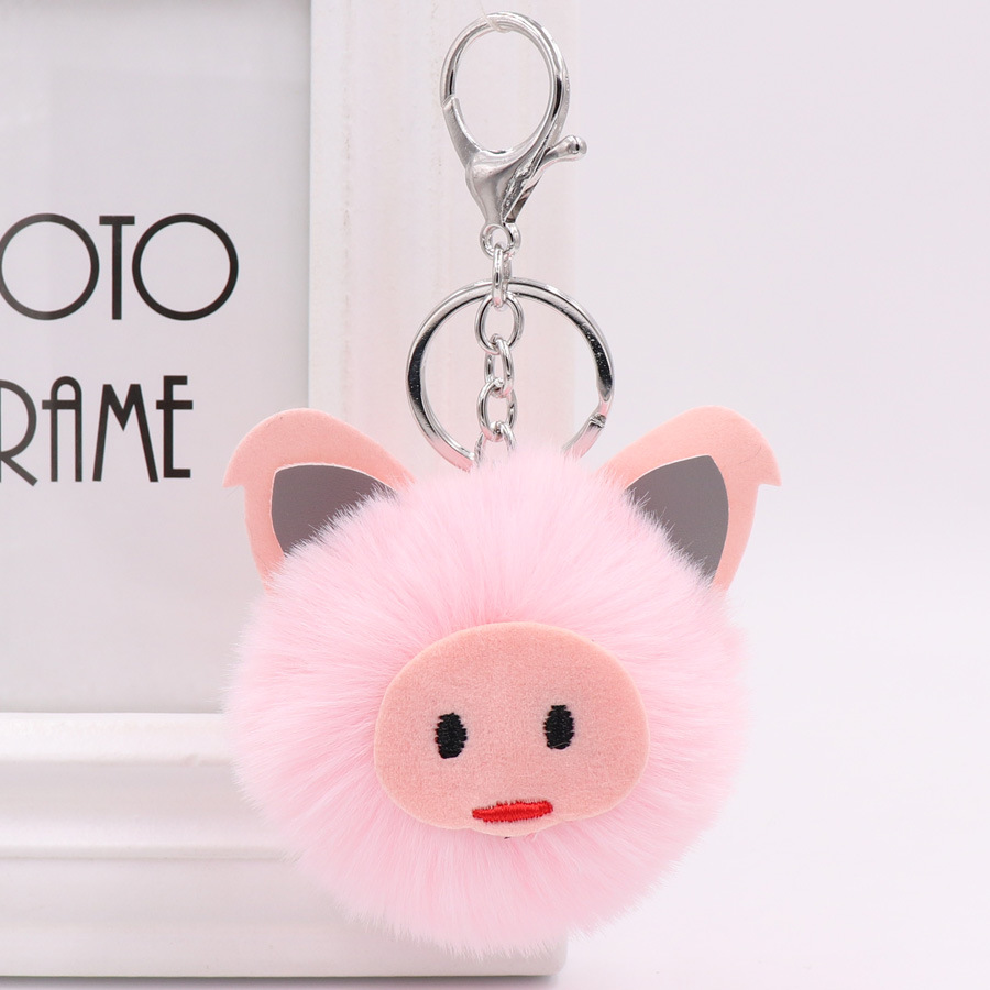 Cute Pig Plush Key Chain Bag Car Pendant Year Of The Pig Pig Hairball Key Chain Pendant-6