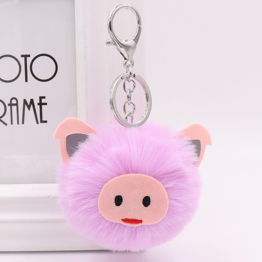 Cute Pig Plush Key Chain Bag Car Pendant Year Of The Pig Pig Hairball Key Chain Pendant-7