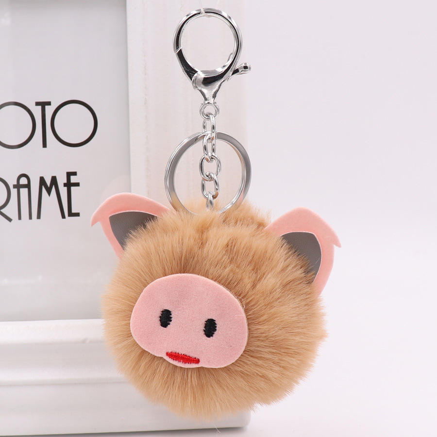 Cute Pig Plush Key Chain Bag Car Pendant Year Of The Pig Pig Hairball Key Chain Pendant-8