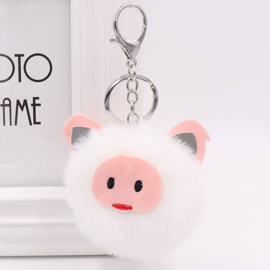 Cute Pig Plush Key Chain Bag Car Pendant Year Of The Pig Pig Hairball Key Chain Pendant-9