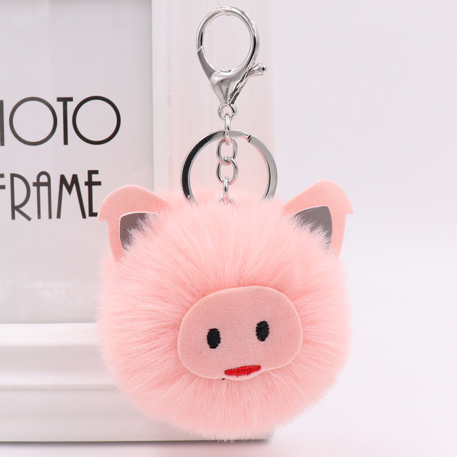 Cute Pig Plush Key Chain Bag Car Pendant Year Of The Pig Pig Hairball Key Chain Pendant-12