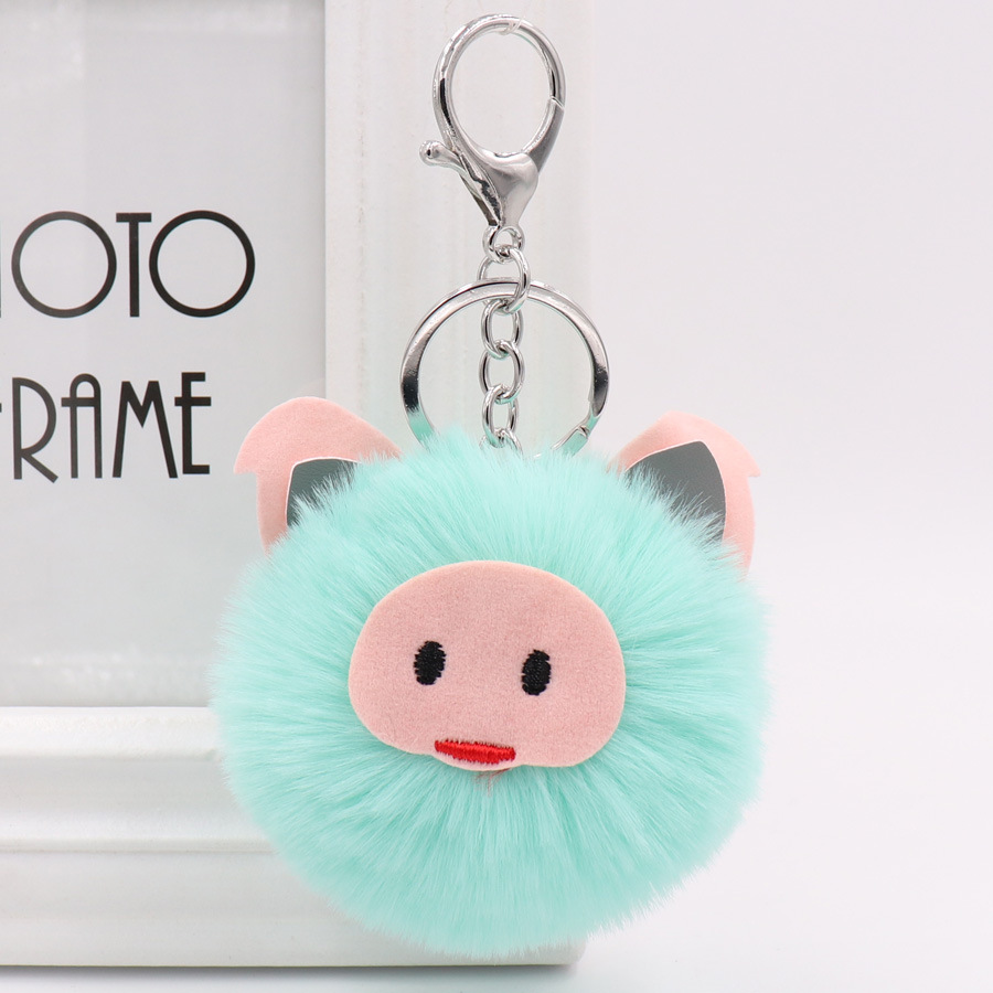 Cute Pig Plush Key Chain Bag Car Pendant Year Of The Pig Pig Hairball Key Chain Pendant-13