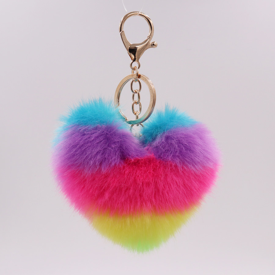 Autumn And Winter Colorful Love Bag Pendant Fashion Rainbow Plush Love Key Pendant