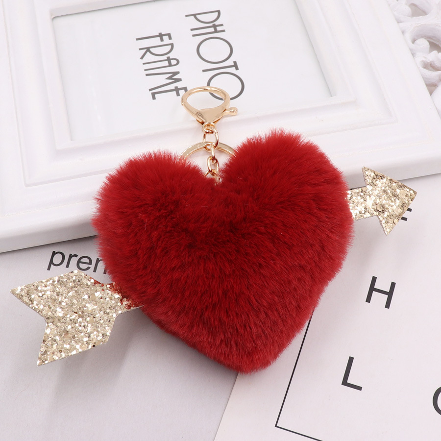 Cupid Arrow Love Plush Key Chain Creative Gift Fashion Women's Hairball Bag Pendant-3