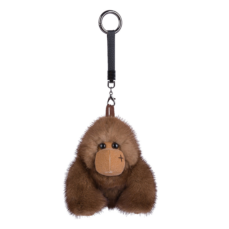 Chimpanzee Key Chain Pendant Mink Hair Gorilla King Kong Plush Doll Women's Bag Pendant-4