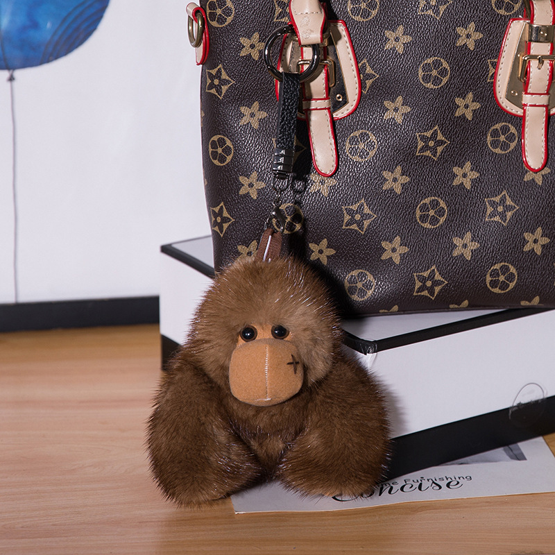 Chimpanzee Key Chain Pendant Mink Hair Gorilla King Kong Plush Doll Women's Bag Pendant-5