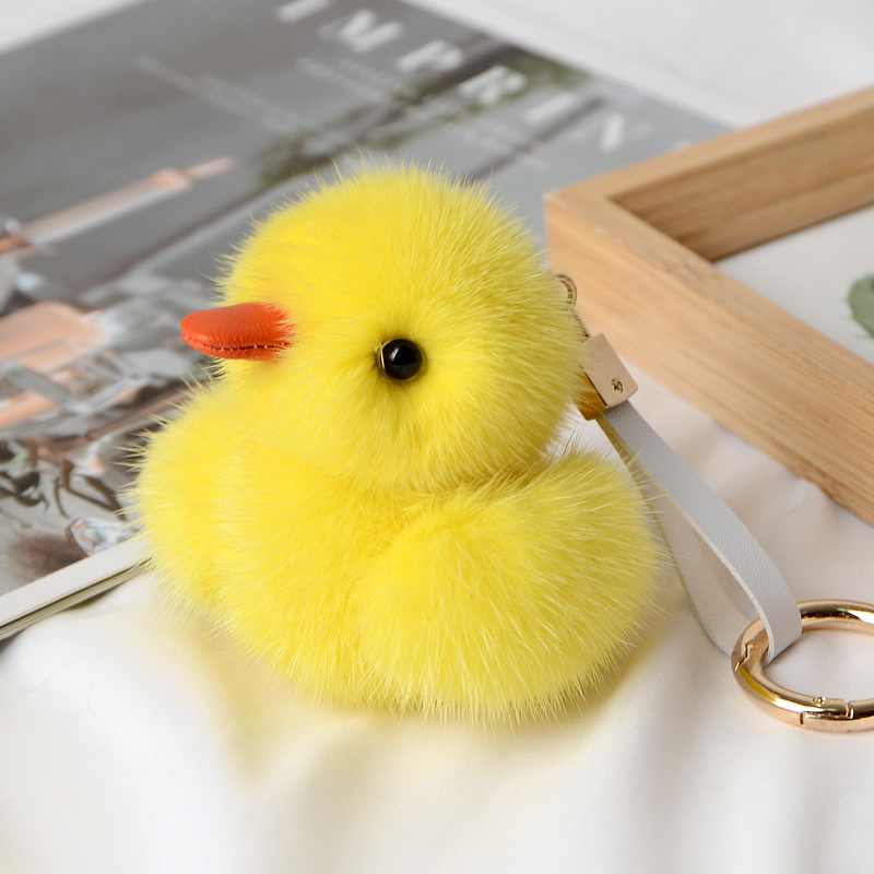 Little Yellow Duck Bag Pendant Little Duck Key Chain Super Cute Mink Fur Grass Little Yellow Duck Pendant