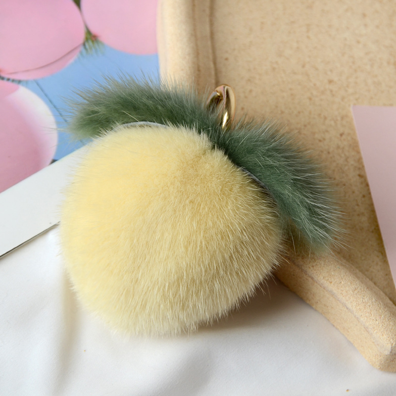 Fur Honey Peach Ins Simple Feng Shui Mink Fur Love Fur Pendant-2
