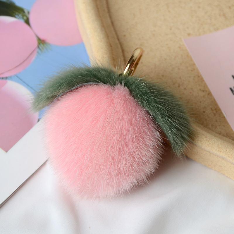 Fur Honey Peach Ins Simple Feng Shui Mink Fur Love Fur Pendant-4