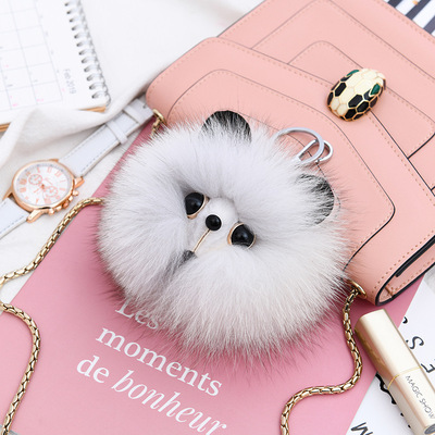 Real Fox Fur Ball Bag Accessories Car Key Chain Backpack Pendant-1