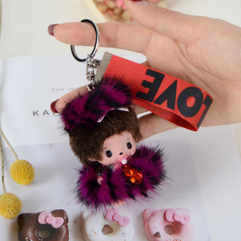Mink Hair Munch Key Chain Doll Car Pendant Plush Toy Cartoon Doll-11