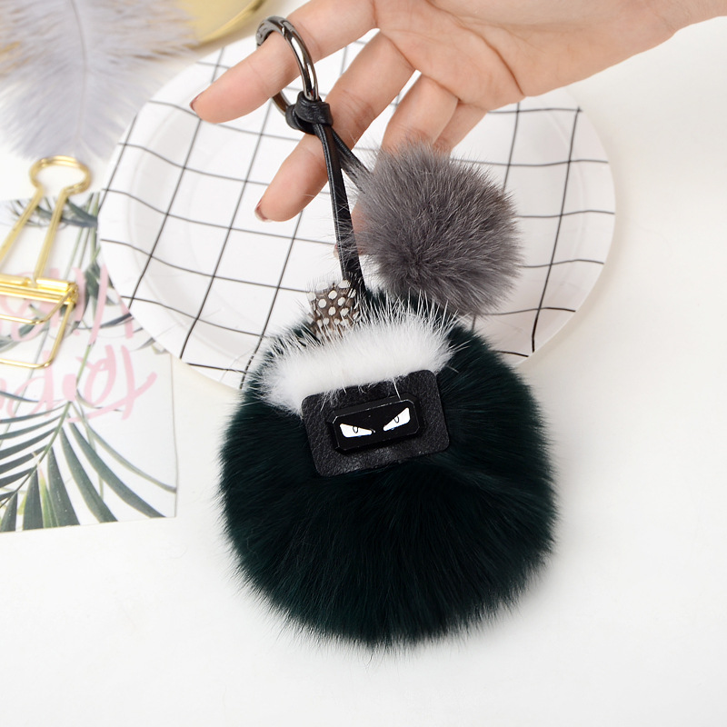 Mini Monster Pendant Hair Ball Lovely Fox Hair Key Chain-4