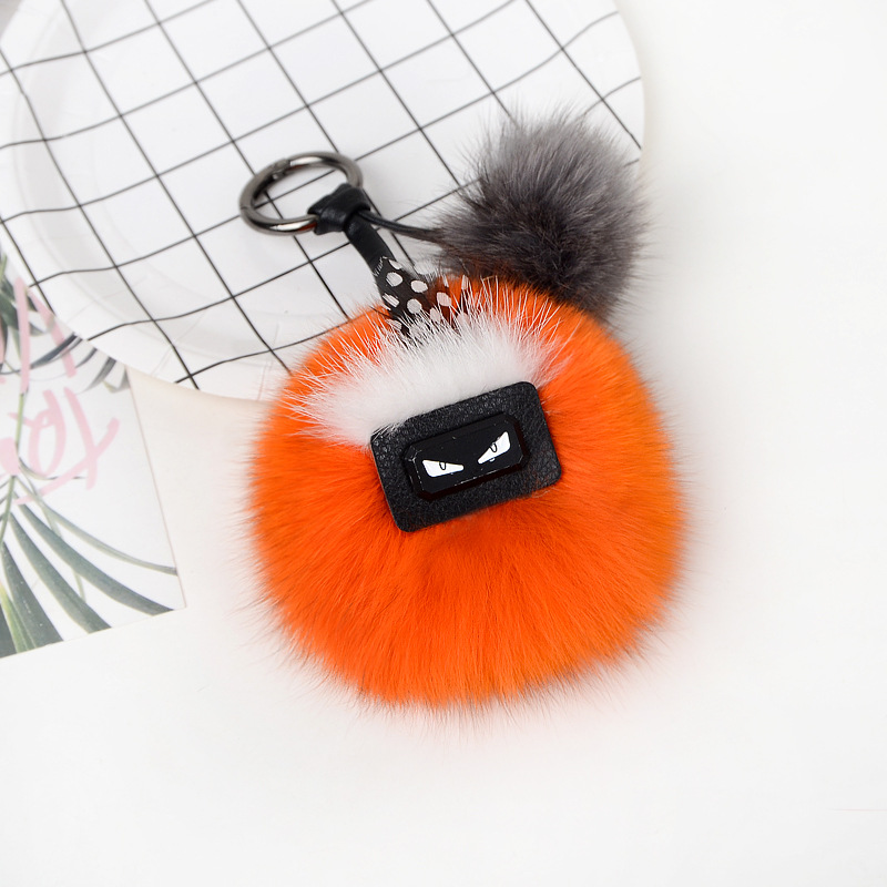 Mini Monster Pendant Hair Ball Lovely Fox Hair Key Chain-8
